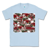 Dusty Blue vintage christmas car pattern Classic Tee - CowhideDigitalArt