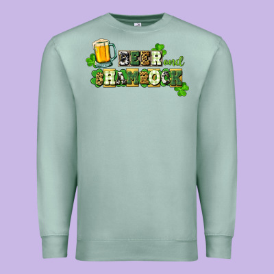Beer And Shamrock Premium Sweatshirt Designed By Cowgirlartshop