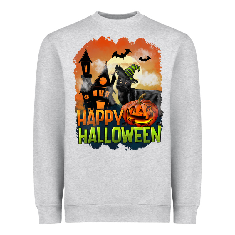 Happy Halloween With Black Cat Heavyweight Sweatshirt by LillyAllenDesigns | Teevron