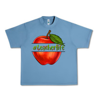 Pebble Blue teacher life with apple Urban Heavy Tee - NancyCooperArtShop