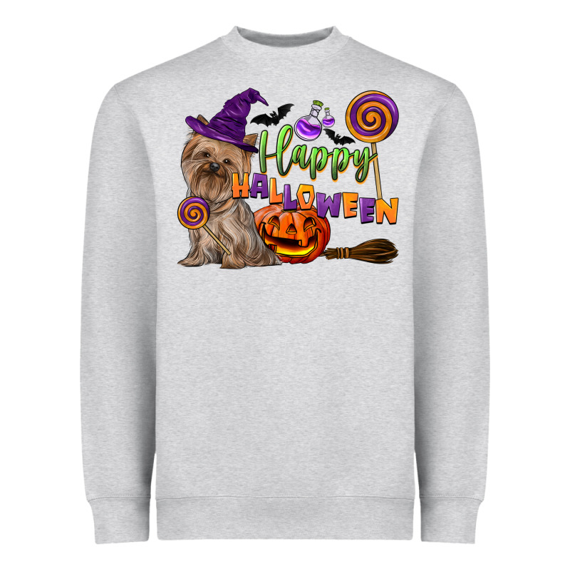 Happy Halloween With Yorkshire Terrier Dog Heavyweight Sweatshirt by LillyAllenDesigns | Teevron