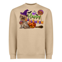 Mushroom Happy Halloween With Yorkshire Terrier Dog Heavyweight Sweatshirt - LillyAllenDesigns