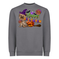 Storm Happy Halloween With Yorkshire Terrier Dog Heavyweight Sweatshirt - LillyAllenDesigns
