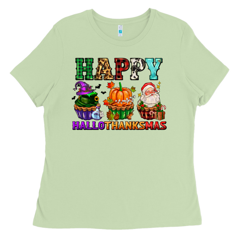 Happy Hallothanksmas With Cupcakes Ladies Tee by AdoDesignShop | Teevron