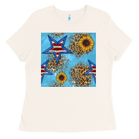 Bone american star and sunflower seamless  pattern Ladies Tee - BundleAndBundleShop