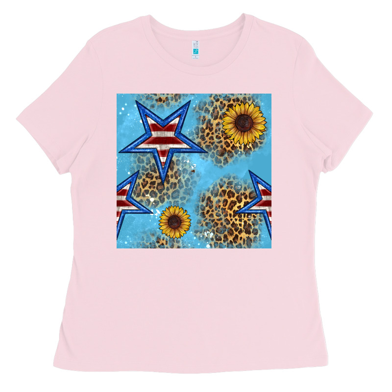 American Star And Sunflower Seamless  Pattern Ladies Tee by BundleAndBundleShop | Teevron