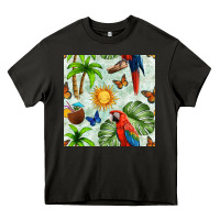 Asphalt parrot in the sun seamless pattern Heavy Core Tee - BundleAndBundleShop