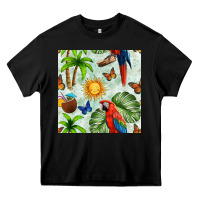Black parrot in the sun seamless pattern Heavy Core Tee - BundleAndBundleShop