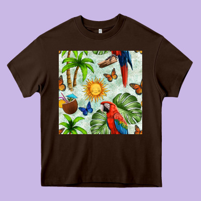 Parrot In The Sun Seamless Pattern Heavy Core Tee Designed By Bundleandbundleshop