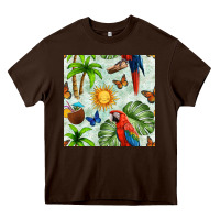 Chocolate Brown parrot in the sun seamless pattern Heavy Core Tee - BundleAndBundleShop
