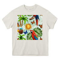 Cream parrot in the sun seamless pattern Heavy Core Tee - BundleAndBundleShop