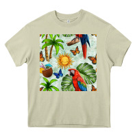 Mossy parrot in the sun seamless pattern Heavy Core Tee - BundleAndBundleShop