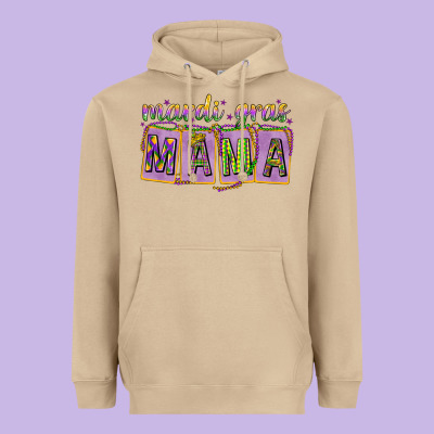 Mardi Gras Mama With Beads Mother's Day Heavyweight Hoodie Designed By Howdyjamesfarm