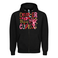 Black Cooler than Cupid Valentine's Day Zipper Hoodie - HowdyJamesFarm