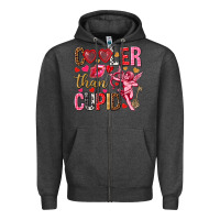 Charcoal Heather Cooler than Cupid Valentine's Day Zipper Hoodie - HowdyJamesFarm