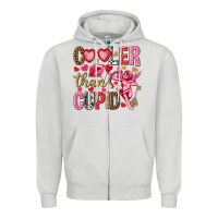 Dove Grey Cooler than Cupid Valentine's Day Zipper Hoodie - HowdyJamesFarm