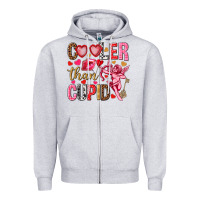 Heather Grey Cooler than Cupid Valentine's Day Zipper Hoodie - HowdyJamesFarm