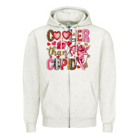 Oatmeal Heather Cooler than Cupid Valentine's Day Zipper Hoodie - HowdyJamesFarm
