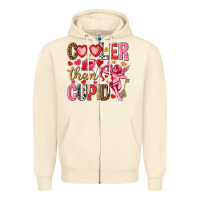 Sandshell Cooler than Cupid Valentine's Day Zipper Hoodie - HowdyJamesFarm