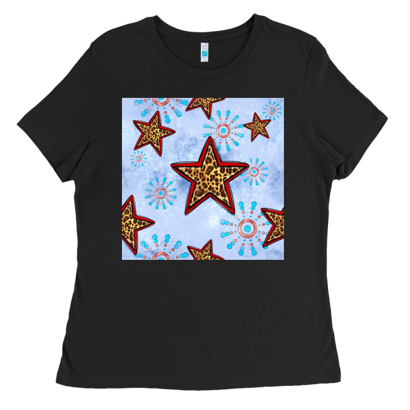 4th Of July Leopard Star Seamless Pattern Ladies Tee by BundleAndBundleShop | Teevron