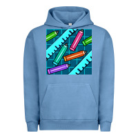 Pigment Pebble Blue school pencil seamless pattern Urban Hoodie - BundleAndBundleShop