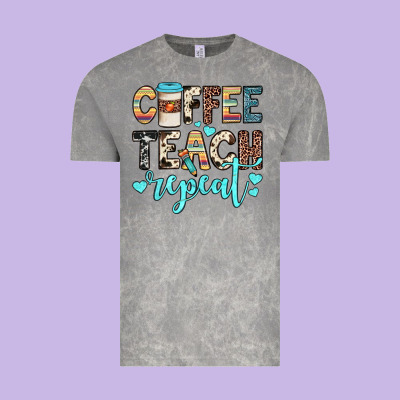 Coffee Teach Repeat Vintage Tee Designed By Jahusdesignshop
