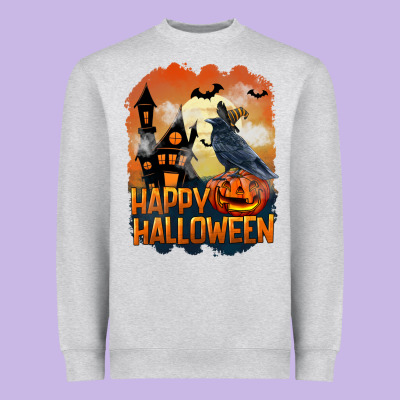 Happy Halloween With Crow Heavyweight Sweatshirt Designed By Lillyallendesigns