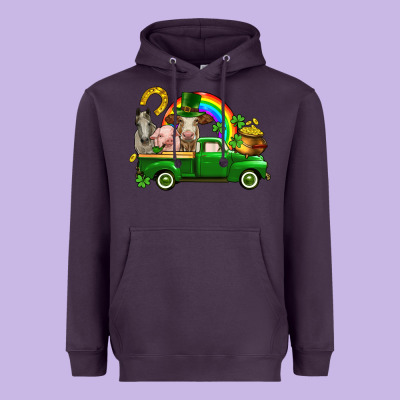 St. Patrick's Day Farm Animals Heavyweight Hoodie Designed By Cowgirlartshop