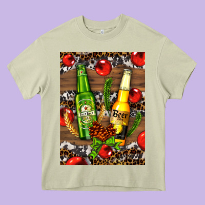 Beer Bottles With Wheat And Barley Heavy Core Tee Designed By Adodesignshop