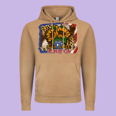 Patriotic Sunflower God Bless America Vintage Hoodie Designed By Jasminsmagicworld