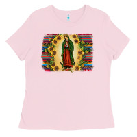 Bubblegum Pink serape our lady of guadalupe2 Ladies Tee - JahusDesignShop