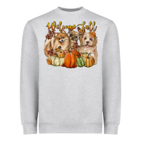 Heather Grey welcome fall with dogs Heavyweight Sweatshirt - LillyAllenDesigns