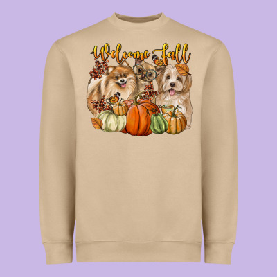 Welcome Fall With Dogs Heavyweight Sweatshirt Designed By Lillyallendesigns