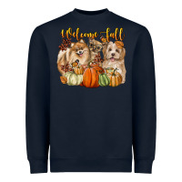 Navy welcome fall with dogs Heavyweight Sweatshirt - LillyAllenDesigns