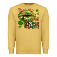 Antique Gold St. Patrick's Kiss me I'm Irish with lip Premium Sweatshirt - HowdyJamesFarm