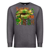 Charcoal Heather St. Patrick's Kiss me I'm Irish with lip Premium Sweatshirt - HowdyJamesFarm
