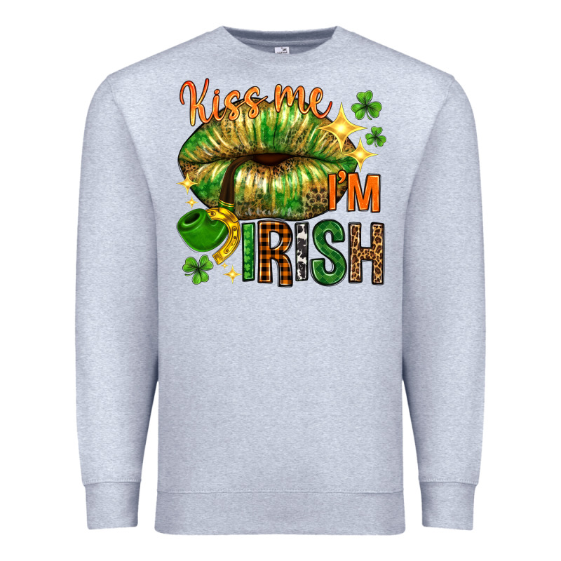 St. Patrick's Kiss Me I'm Irish With Lip Premium Sweatshirt by HowdyJamesFarm | Teevron
