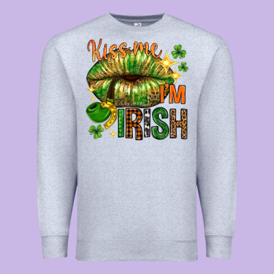 St. Patrick's Kiss Me I'm Irish With Lip Premium Sweatshirt Designed By Howdyjamesfarm