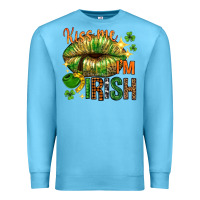 Ocean Blue St. Patrick's Kiss me I'm Irish with lip Premium Sweatshirt - HowdyJamesFarm