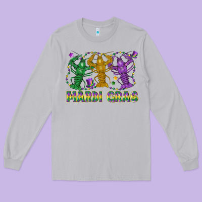 Mardi Gras Crawfish Long Sleeve Tee Designed By Lillyallendesigns