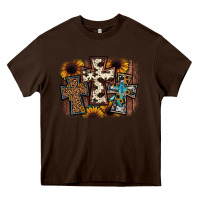 Chocolate Brown cross background Heavy Core Tee - JahusDesignShop