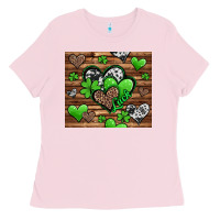Bubblegum Pink st patricks day hearts Ladies Tee - Jasminsmagicworld