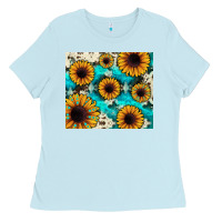 Baby Blue gemstone sunflower Ladies Tee - JahusDesignShop