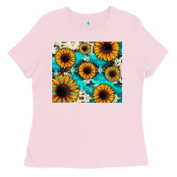 Bubblegum Pink gemstone sunflower Ladies Tee - JahusDesignShop