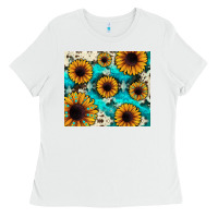 White gemstone sunflower Ladies Tee - JahusDesignShop