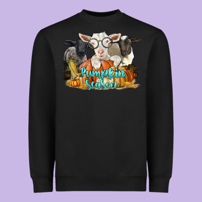 Pumpkin Season With Baby Sheeps And Goat Heavyweight Sweatshirt Designed By Lillyallendesigns