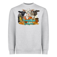 Heather Grey pumpkin season with baby sheeps and goat Heavyweight Sweatshirt - LillyAllenDesigns