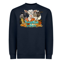 Navy pumpkin season with baby sheeps and goat Heavyweight Sweatshirt - LillyAllenDesigns