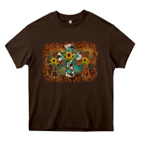 Chocolate Brown cross backgraund Heavy Core Tee - JahusDesignShop