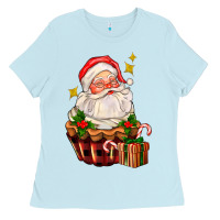 Baby Blue santa claus cupcake Ladies Tee - AdoDesignShop